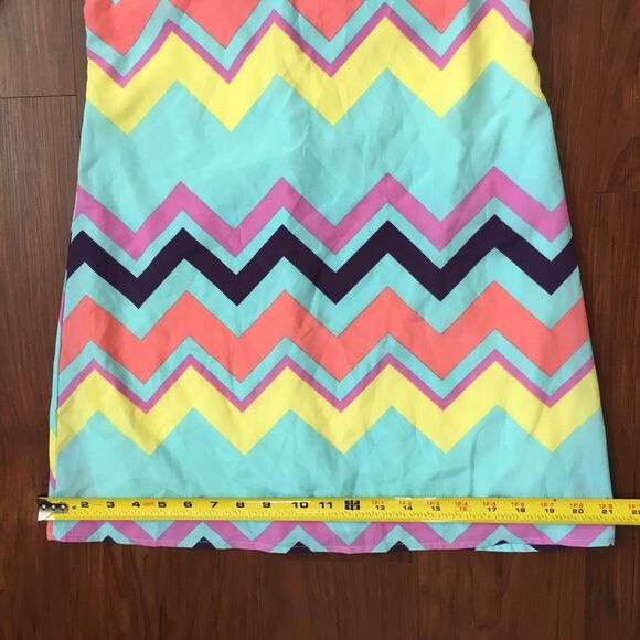 Jun & Min Sz Small Pastel Color Chevron Party Dress Puffy Sleeves Bow On Back - Picture 5 of 12
